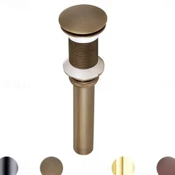 Brass Pop Up Sink Drain Stopper with Overflow Bathroom Faucet Vessel Vanity Sink Drainer