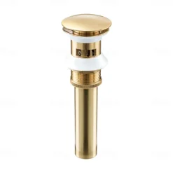 Brass Pop Up Sink Drain Stopper with Overflow Bathroom Faucet Vessel Vanity Sink Drainer(Golden)