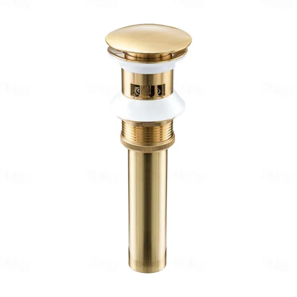 Brass Pop Up Sink Drain Stopper with Overflow Bathroom Faucet Vessel Vanity Sink Drainer(Golden)