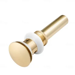 Brass Pop Up Sink Drain Stopper with Overflow Bathroom Faucet Vessel Vanity Sink Drainer(Golden)