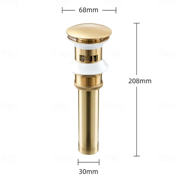 Brass Pop Up Sink Drain Stopper with Overflow Bathroom Faucet Vessel Vanity Sink Drainer(Golden)