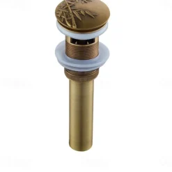 Brass Pop Up Sink Drain Stopper with Overflow Bathroom Faucet Vessel Vanity Sink Drainer Antique Brass