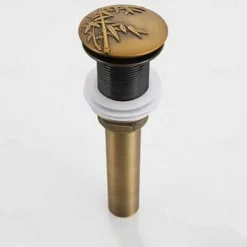 Brass Pop Up Sink Drain Stopper with Overflow Bathroom Faucet Vessel Vanity Sink Drainer Antique Brass