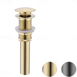 Brass Pop Up Sink Drain Stopper with Overflow Bathroom Faucet Vessel Vanity Sink Drainer