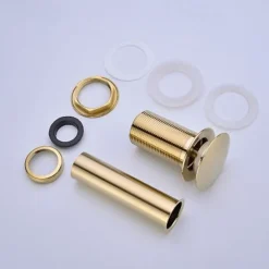 Brass Pop Up Sink Drain Stopper with Overflow Bathroom Faucet Vessel Vanity Sink Drainer