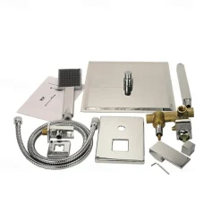 Brass Shower Set,Rainfall Country Chrome Wall Mounted Mixer Taps Single Handle Four Holes Shower Faucets with Ceramic Valve