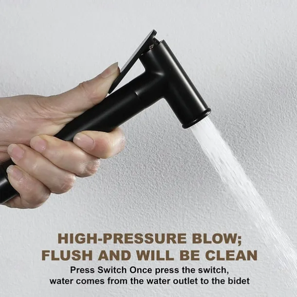 Brass Single Hole Bidet Painted Finishes Black Toilet Handheld Bidet Sprayer Self-Cleaning Contemporary Clean Spray Gun