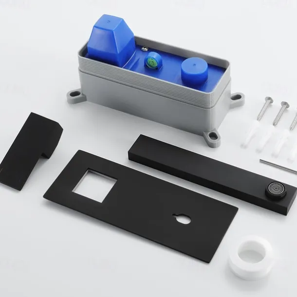 Brass Wall Mount Bathroom Sink Faucet,Black Single Handle One Hole Bath Taps with Hot and Cold Switch