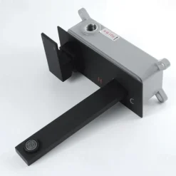 Brass Wall Mount Bathroom Sink Faucet,Black Single Handle One Hole Bath Taps with Hot and Cold Switch