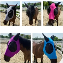 Breathable Horse Fly Mask With Ear, Mosquito Protection Mask, Horseback Riding Equestrian Equipment