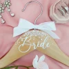 Bride Wedding Dress Hanger, Wooden Bridal Hanger with Pearls and Bow, Personalized Custom Name Hanger for Wedding Gown, Bridal Shower Gift, Bride Coat Hanger for Bachelorette Party