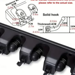 Broom Holder, Wall Mounted Garden Tool Organizer, Home Laundry Room, Kitchen, Closet, Shed, Garage Organization And Storage Utility Rack, 5 Slots & 6 Hooks, Rake, Shovel, Mop Hanger