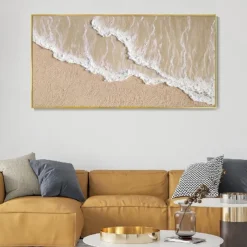 Brown beach Painting handmade Seascape Art Impasto Oil Painting on Canvas handmade board wave oil painting beach oil painting Hand Painted Artwork landscape oil paintings
