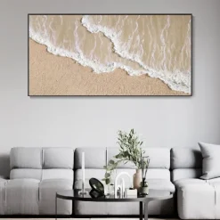 Brown beach Painting handmade Seascape Art Impasto Oil Painting on Canvas handmade board wave oil painting beach oil painting Hand Painted Artwork landscape oil paintings