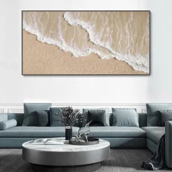 Brown beach Painting handmade Seascape Art Impasto Oil Painting on Canvas handmade board wave oil painting beach oil painting Hand Painted Artwork landscape oil paintings