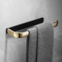 Brushed Brass Towel holder Towel Bar Contemporary Brass 1pc - Hotel bath 1-Towel Bar
