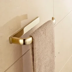 Brushed Brass Towel holder Towel Bar Contemporary Brass 1pc - Hotel bath 1-Towel Bar