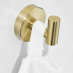 Brushed Brass Towel holder Bathroom Accessory Set Include Towel Bar Robe Hook and Towel Ring New Design Modern Stainless Steel Material Wall Mounted Golden 3pcs