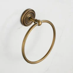 Brushed Brass Towel Holder Towel Ring Wall Mounted Antique Brass Toilet Towel Ring Bath Hand Towel Holder Bathroom Accessories Bath Hardware