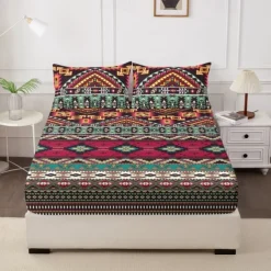 Brushed Fitted Sheet Soft Polyester Deep Pocket Easy Care Machine Washable Elegant Mandala Butterfly Bedroom Decor (Pillowcase Not Included)