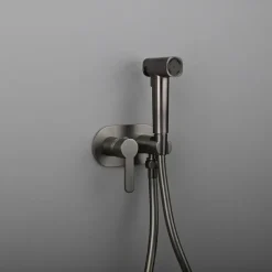 Brushed Grey Bidet Sprayer set wall Bidet shower Hot And Cold bidet Bathroom Solid Brass Shattaf Shower Faucet mixer tap