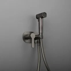 Brushed Grey Bidet Sprayer set wall Bidet shower Hot And Cold bidet Bathroom Solid Brass Shattaf Shower Faucet mixer tap