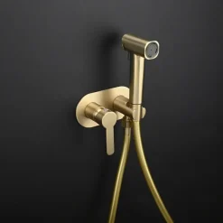 Brushed Grey Bidet Sprayer set wall Bidet shower Hot And Cold bidet Bathroom Solid Brass Shattaf Shower Faucet mixer tap