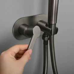 Brushed Grey Bidet Sprayer set wall Bidet shower Hot And Cold bidet Bathroom Solid Brass Shattaf Shower Faucet mixer tap