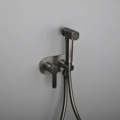 Brushed Grey Bidet Sprayer set wall Bidet shower Hot And Cold bidet Bathroom Solid Brass Shattaf Shower Faucet mixer tap