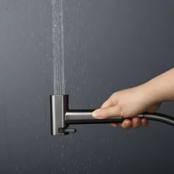 Brushed Grey Bidet Sprayer set wall Bidet shower Hot And Cold bidet Bathroom Solid Brass Shattaf Shower Faucet mixer tap