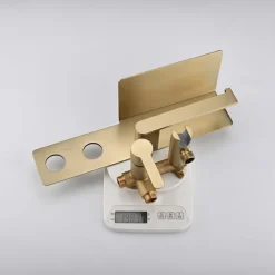 Brushed Grey Bidet Sprayer Concealed Button Brass Valve with Commodity Shelf Paper Holder Plastic Sprayer PVC Hose