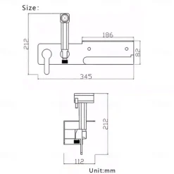 Brushed Grey Bidet Sprayer Concealed Button Brass Valve with Commodity Shelf Paper Holder Plastic Sprayer PVC Hose