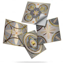 Brushed Silver Foil Gold Gray Moroccan Tile Stickers Self-adhesive Kitchen Wall Stickers Metal Texture Tile Wall Stickers