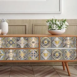 Brushed Silver Foil Gold Gray Moroccan Tile Stickers Self-adhesive Kitchen Wall Stickers Metal Texture Tile Wall Stickers