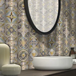 Brushed Silver Foil Gold Gray Moroccan Tile Stickers Self-adhesive Kitchen Wall Stickers Metal Texture Tile Wall Stickers