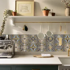 Brushed Silver Foil Gold Gray Moroccan Tile Stickers Self-adhesive Kitchen Wall Stickers Metal Texture Tile Wall Stickers