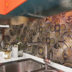 Brushed Silver Foil Gold Gray Moroccan Tile Stickers Self-adhesive Kitchen Wall Stickers Metal Texture Tile Wall Stickers