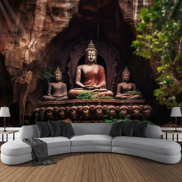 Buddha Landscape Boho Hanging Tapestry Wall Art Large Tapestry Mural Decor Photograph Backdrop Blanket Curtain Home Bedroom Living Room Decoration