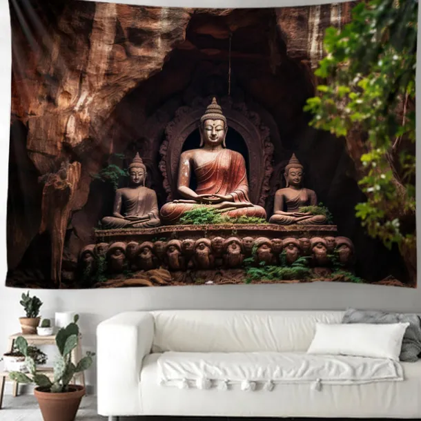 Buddha Landscape Boho Hanging Tapestry Wall Art Large Tapestry Mural Decor Photograph Backdrop Blanket Curtain Home Bedroom Living Room Decoration