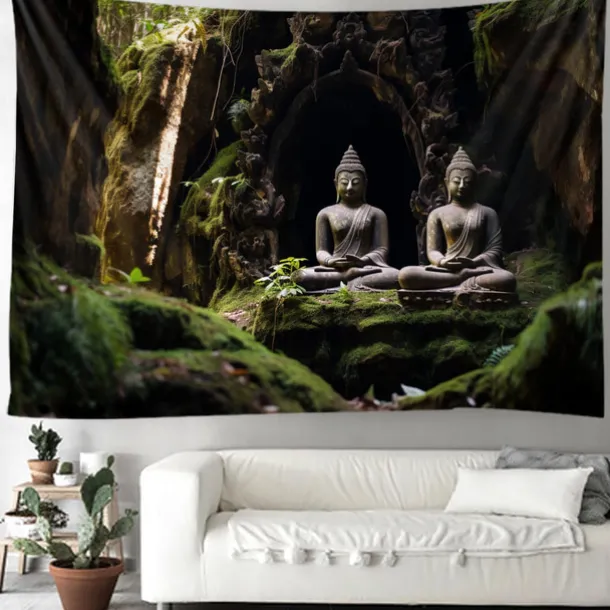 Buddha Landscape Boho Hanging Tapestry Wall Art Large Tapestry Mural Decor Photograph Backdrop Blanket Curtain Home Bedroom Living Room Decoration