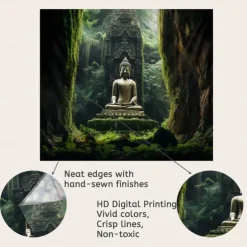 Buddha Landscape Boho Hanging Tapestry Wall Art Large Tapestry Mural Decor Photograph Backdrop Blanket Curtain Home Bedroom Living Room Decoration