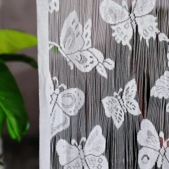 Butterflies String Curtain Doorway Curtain Tassels Beaded Curatin, Boho Macrame Sliding Door Curtain Wedding Tapestry Decoration, Room Divider for Pergola Outdoor Patio