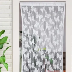 Butterflies String Curtain Doorway Curtain Tassels Beaded Curatin, Boho Macrame Sliding Door Curtain Wedding Tapestry Decoration, Room Divider for Pergola Outdoor Patio