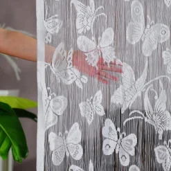 Butterflies String Curtain Doorway Curtain Tassels Beaded Curatin, Boho Macrame Sliding Door Curtain Wedding Tapestry Decoration, Room Divider for Pergola Outdoor Patio