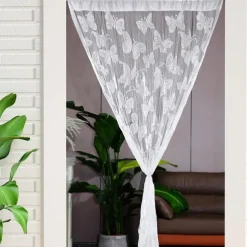 Butterflies String Curtain Doorway Curtain Tassels Beaded Curatin, Boho Macrame Sliding Door Curtain Wedding Tapestry Decoration, Room Divider for Pergola Outdoor Patio