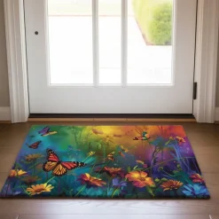 Butterfly Flowers Doormat Non-Slip Oil Proof Rug Indoor Outdoor Mat Bedroom Decor Bathroom Mat Entrance Rug Door Mat