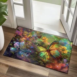 Butterfly Flowers Doormat Non-Slip Oil Proof Rug Indoor Outdoor Mat Bedroom Decor Bathroom Mat Entrance Rug Door Mat