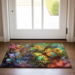 Butterfly Flowers Doormat Non-Slip Oil Proof Rug Indoor Outdoor Mat Bedroom Decor Bathroom Mat Entrance Rug Door Mat