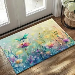 Butterfly Flowers Doormat Non-Slip Oil Proof Rug Indoor Outdoor Mat Bedroom Decor Bathroom Mat Entrance Rug Door Mat