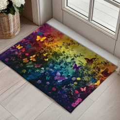 Butterfly Flowers Doormat Non-Slip Oil Proof Rug Indoor Outdoor Mat Bedroom Decor Bathroom Mat Entrance Rug Door Mat